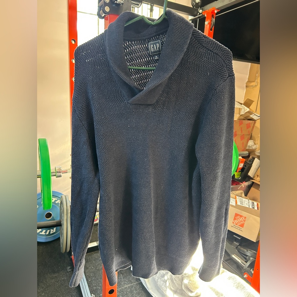 Gap Shawl Collar Navy Blue Sweater XL